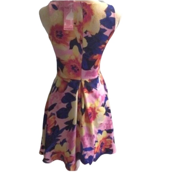 EVERLY Pink Floral Dress Fit Flare Small NWT Sleeveless Barbiecore Easter Spring - Picture 6 of 8